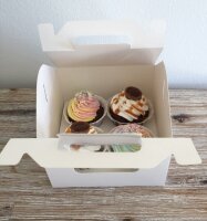 10 Stk. Cupcake Muffin Box 4er Cup weiß mit Henkel
