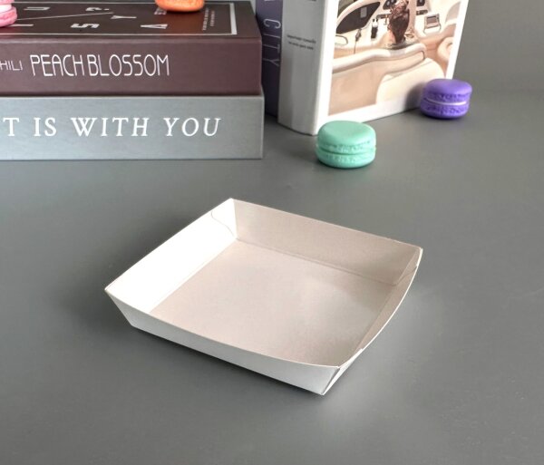 100 Törtchen-Schale Teller Quadrat 8 x 8 cm fettdicht - weiß