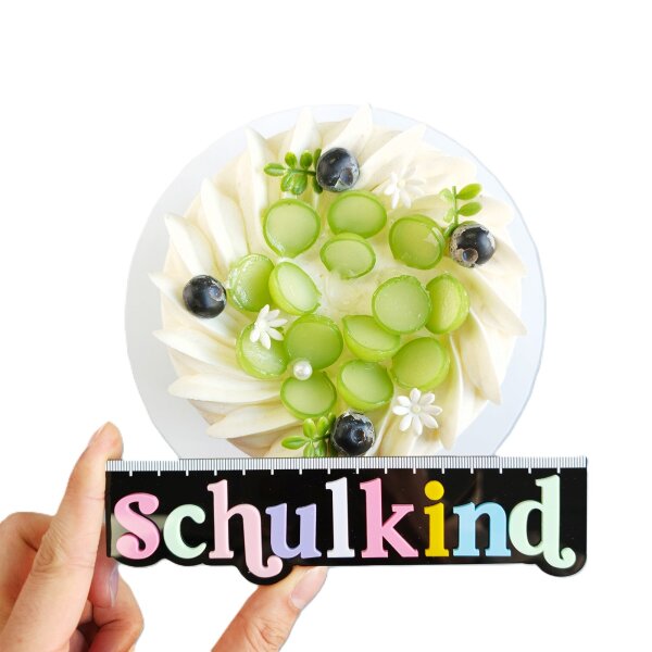 Cake Topper Einschulung Acryl - Lineal Schwarz Pastell