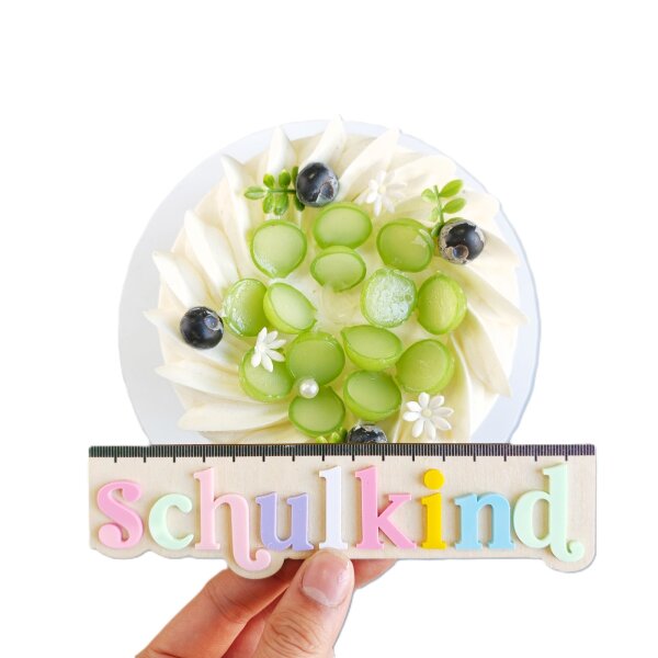 Cake Topper Einschulung Holz Acryl - Lineal Pastel
