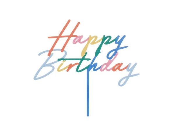 Cake Topper Farbmix Acryl - Happy Birthday