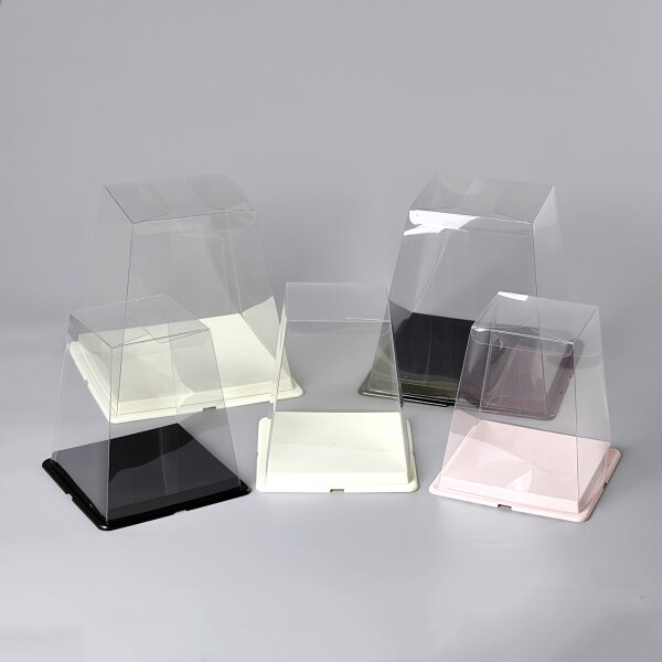 Tortenbox Transparent 23,5 x 23,5 x 21 cm - TRAPEZ Schwarz