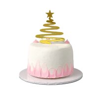 Cake Topper Weihnachten Acryl - Tannenbaum Gold
