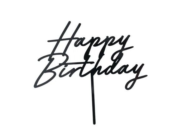 Cake Topper  Schwarz Acryl - Happy Birthday