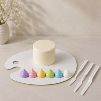 Set Cake Board Card Paint Palette + 3 Tlg. Spachtel