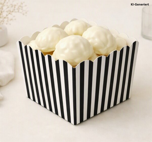 10 Stk. Popbox Popcorn Cake Box fettdicht - gestr. Schwarz
