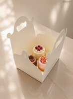10 Stk. Patisserie Cake Box weiß mit Henkel -...