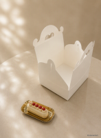 10 Stk. Patisserie Cake Box weiß mit Henkel - 18x16x8cm