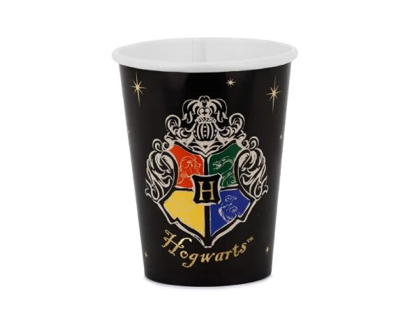 Pappbecher Harry Potter Hogwarts-Wappen, 250 ml, schwarz