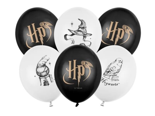 Strong Luftballons Harry Potter mit Druck, weiß-schwarz