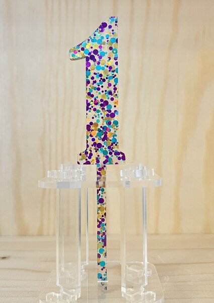Cake Topper Acryl Konfetti Bunt Nr. 1-10 - AUSWAHL