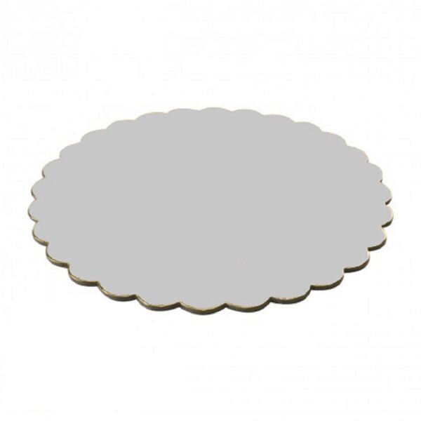 10 Stk. Cake Board Card ø 25 cm SILBER rund 1,5 mm - gewellt