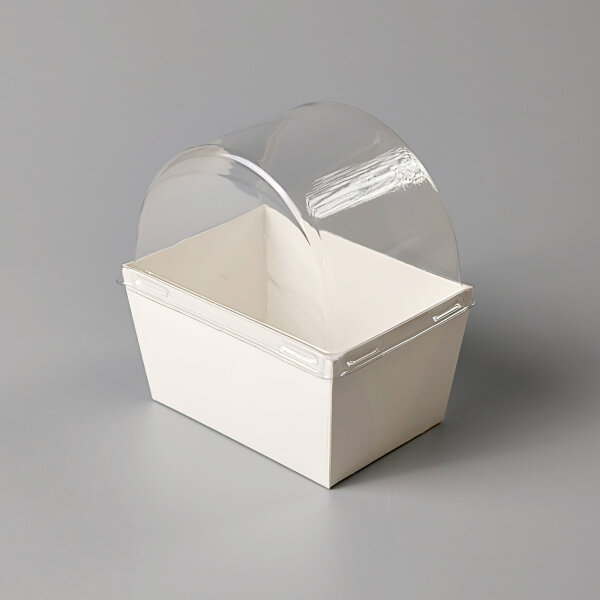 25 Stk. Rectangle Dot Cake Mousse Becher mit Kuppeldeckel