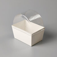 25 Stk. Rectangle Dot Cake Mousse Becher mit Kuppeldeckel