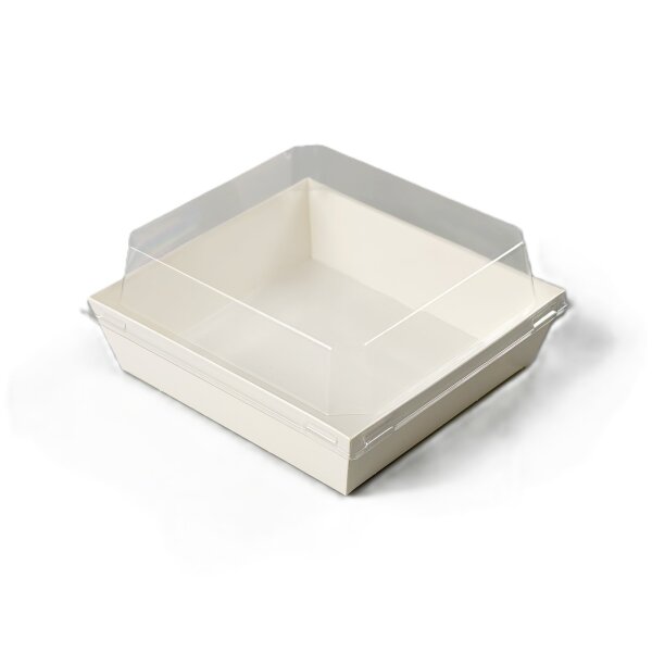 10 Stk. Dessert Kuchen Bento Box 13,5  x 12,5  x 6,5  cm Weiß