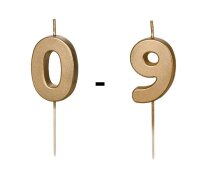 Zahlenkerze Kerze 4,5 cm Gold - Nummer 0-9 - AUSWAHL